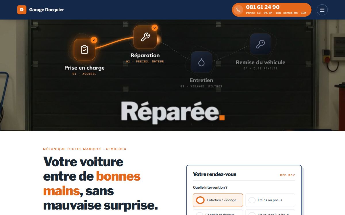 Le site de démo Garage Docquier